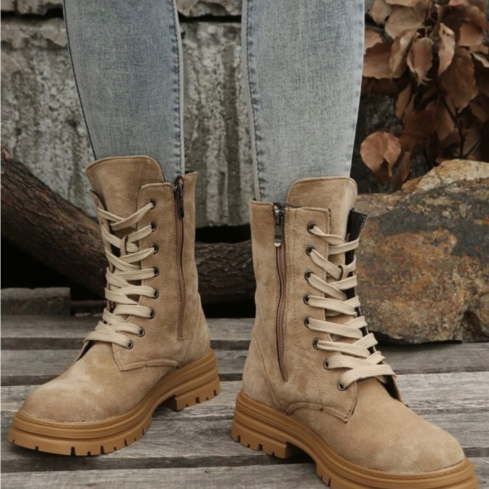 zipper side, lace up combat boots!